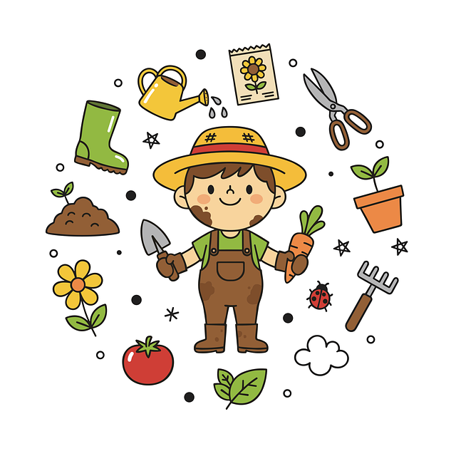 Free gardener gardening farmer illustration