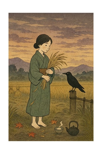 Free autumn rice field harvest vector