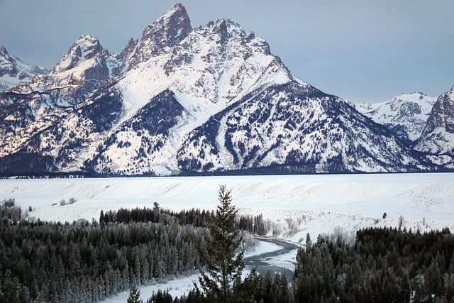 Winter, Schnee, Berge, Großer Teton