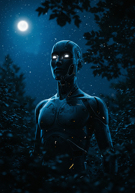Free robot moon sky illustration