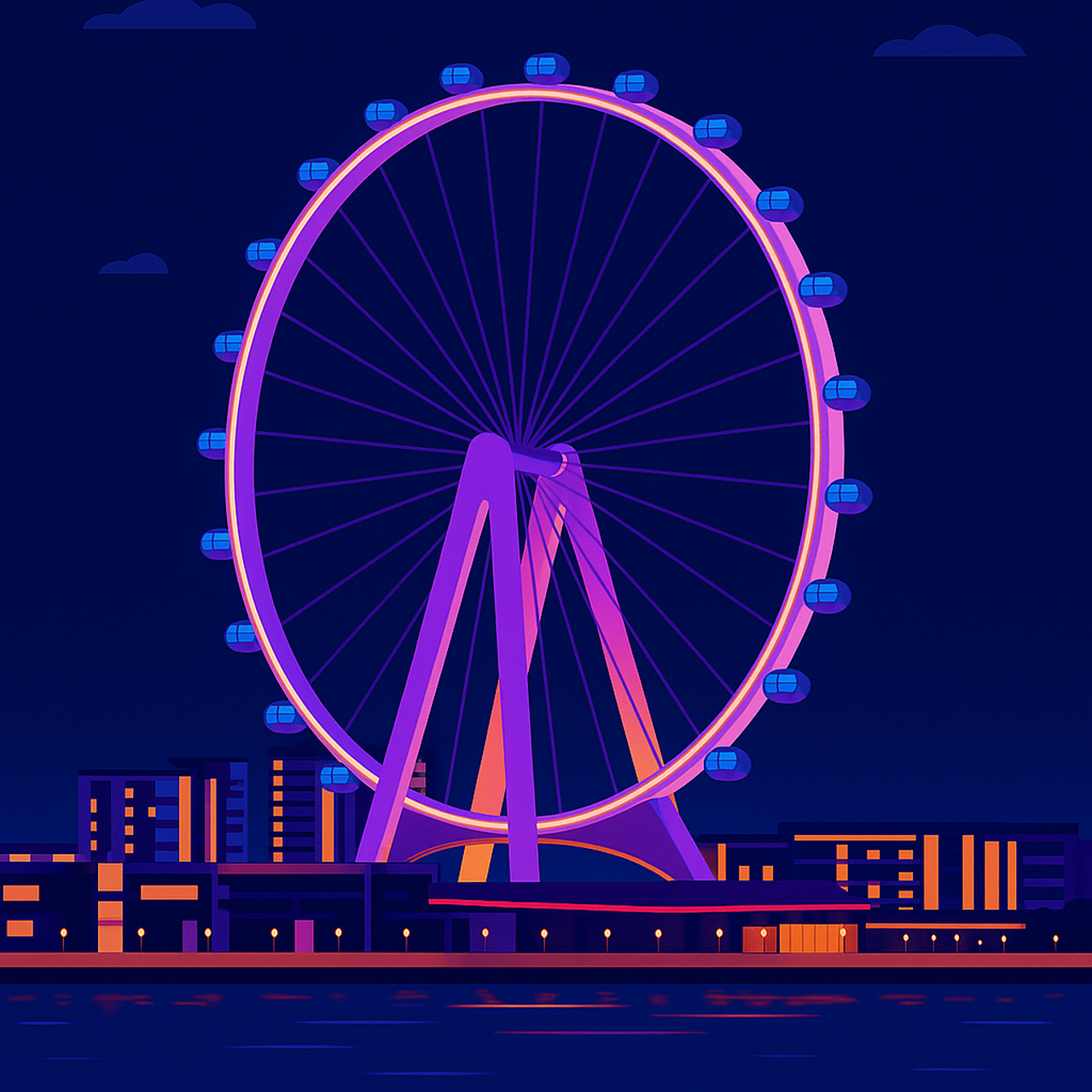 Download free HD stock image of Ferris Wheel Cityscape Free ferris wheel cityscape night illustration
