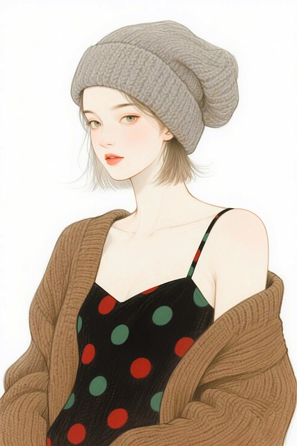 Free fashion illustration cozy aesthetic gray beanie illustration