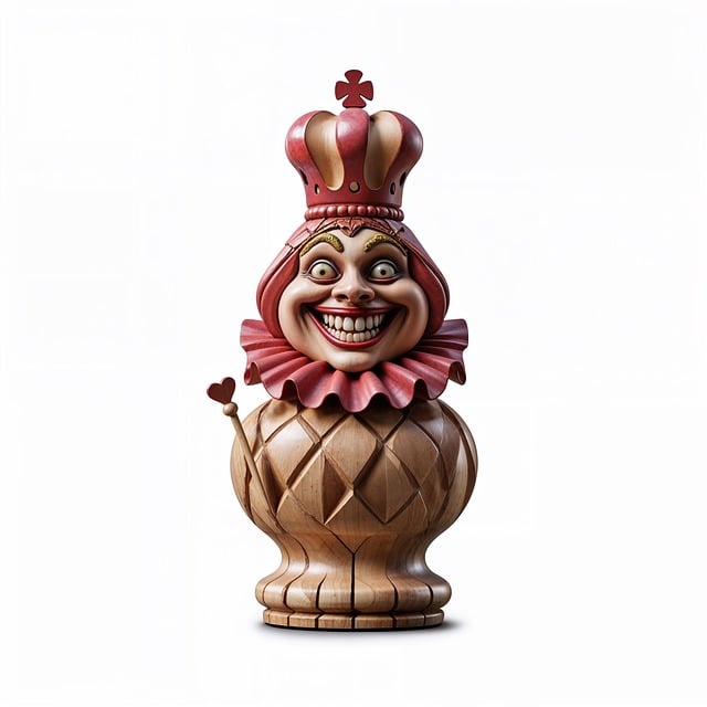 Free wooden chess piece queen caricature illustration