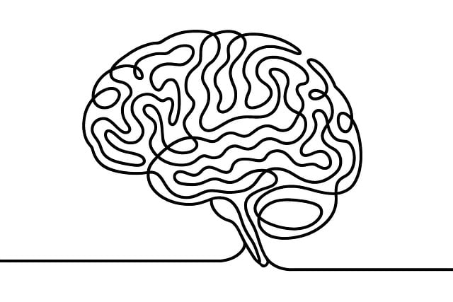 Free brain mind continuous line illustration