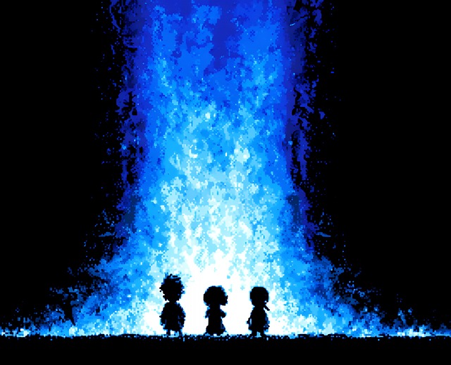 Free silhouette waterfall blue illustration