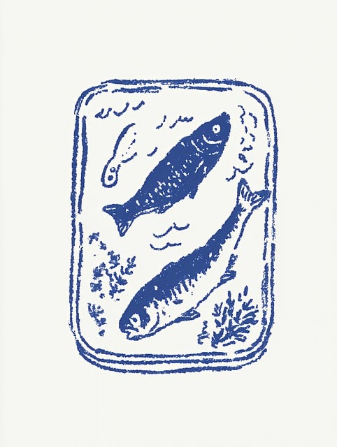 Fische, Linolschnitt, Briefmarke