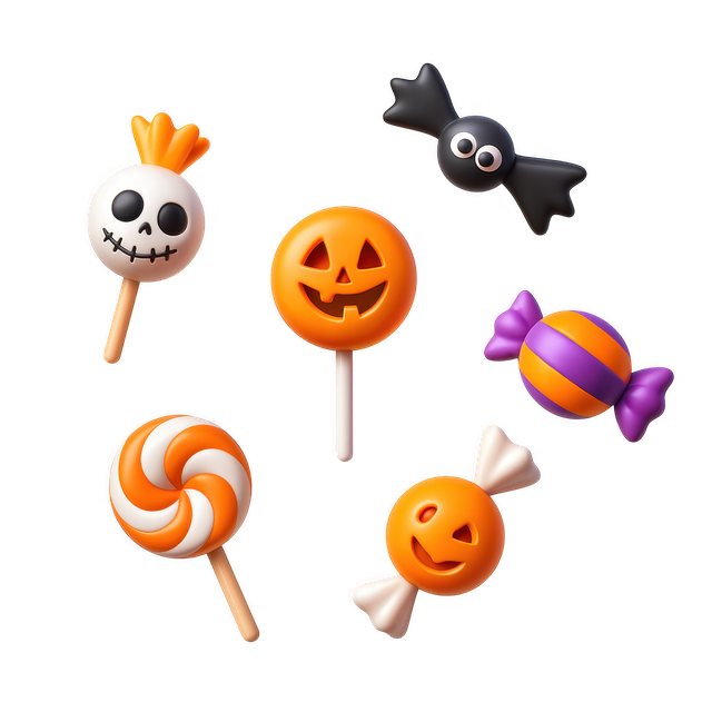 Free halloween candy lollipop set pumpkin sweets illustration