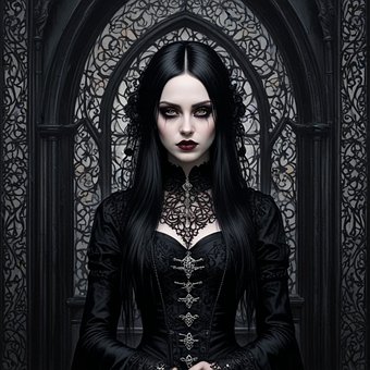 Goth, Kvinne, Pike, Halloween, Gotisk