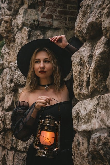 halloween, woman, grotto, the ruins of the, forest, model, posing, witch, autumn, pumpkin, suits, horrors, creepy, fearfully, decor, dark magic, holiday, mystic, nature, horror, costume party, spells, middle ages, flashlight