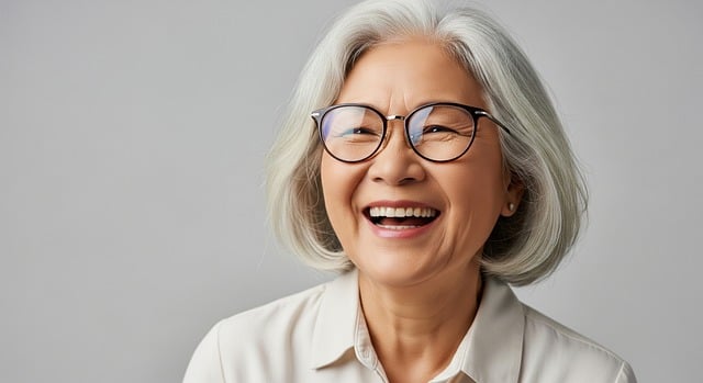 Free smiling short gray hair glasses illustration