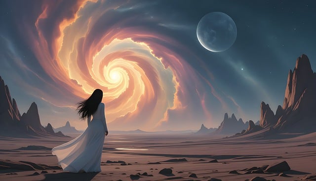 Free woman alien planet illustration