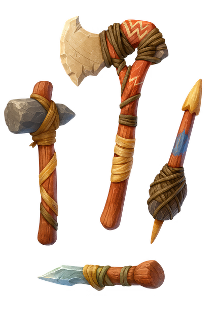 Download free HD stock image of Stone Tools Primitive Weapons Free stone tools primitive weapons prehistoric equipment illustration