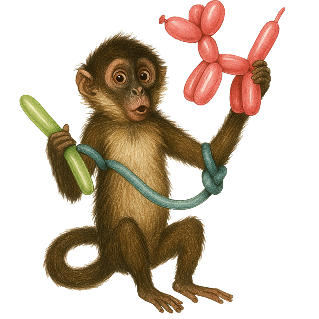 Free monkey circus balloons illustration