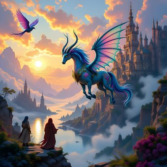 Fantasie, Welt, Himmel, Vögel