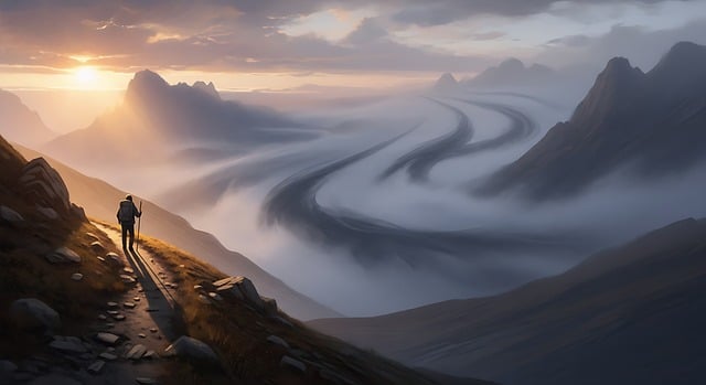 Free old mountain path illustration