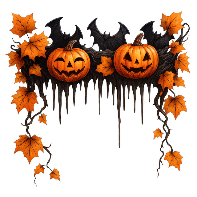 Free ai generated halloween garland pumpkin decoration illustration