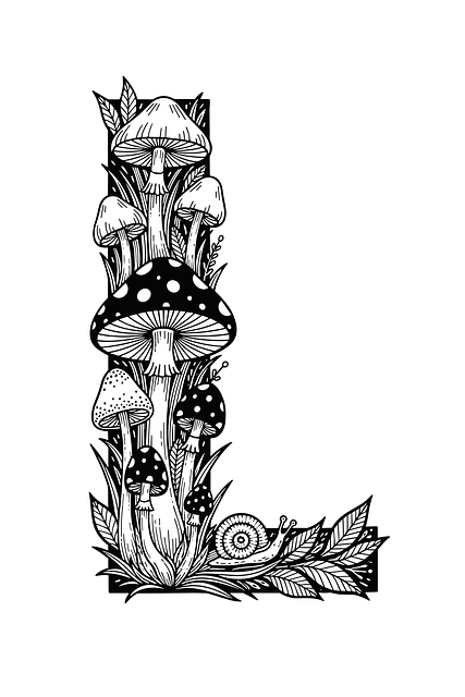 Free mushroom letter l botanical letter l woodland alphabet vector