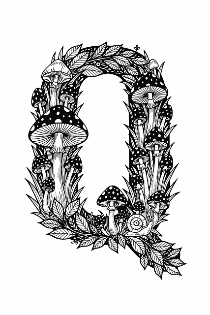 Free mushroom letter q botanical letter q woodland alphabet vector