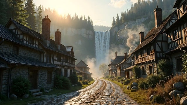 Download free HD stock image of Road City Free road city houses illustration