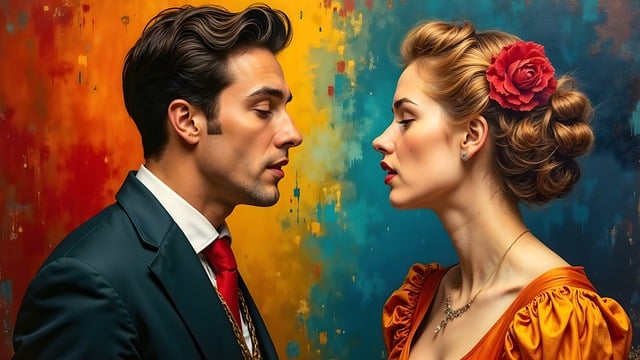 Free man woman kiss illustration