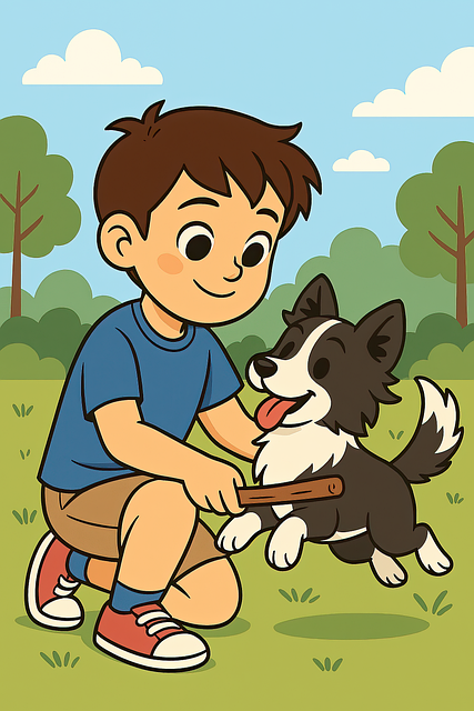 Free playful friends boy illustration