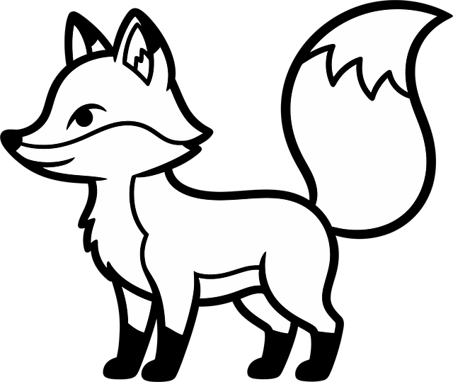 Free fox cartoon outline illustration