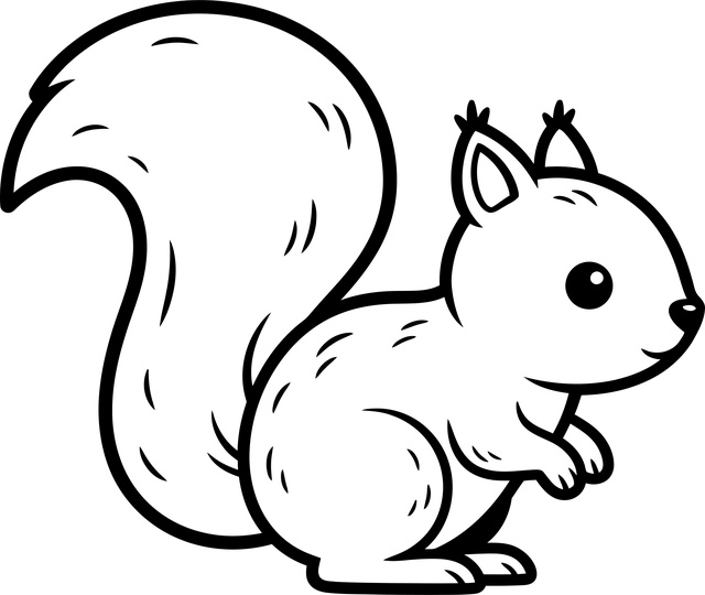Free squirrel cartoon outline illustration