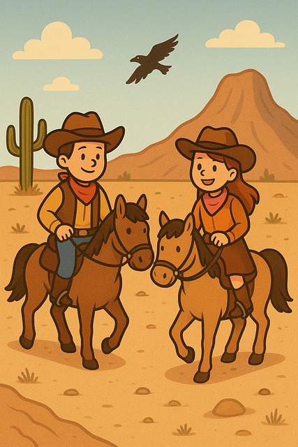 Free cowboys wild west riding illustration