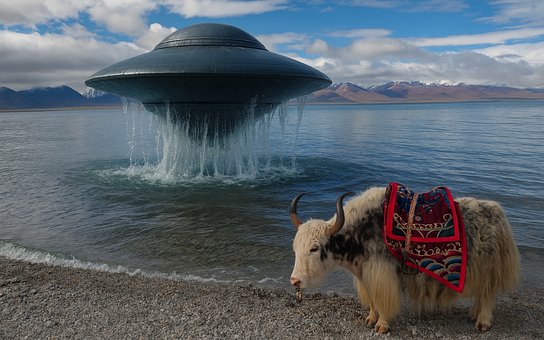 Ufo, See, Yak, Decken, Berg, Wasser