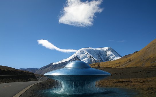Ufo, Außerirdischer, Berge, Straße