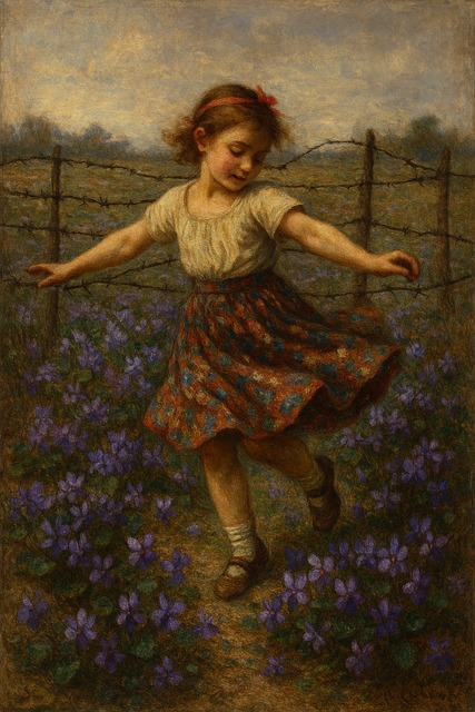 Free girl dance meadow illustration