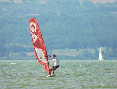 Free Windsurfing Red Sail photo and picture