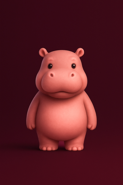 Flodhest, 3D Illustration
