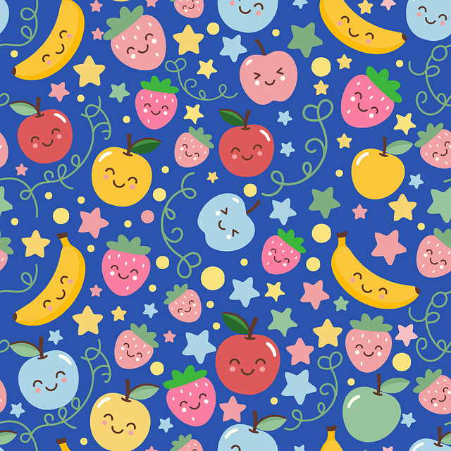 Cartoon-Frucht, Nahtloses Muster, Kawaii