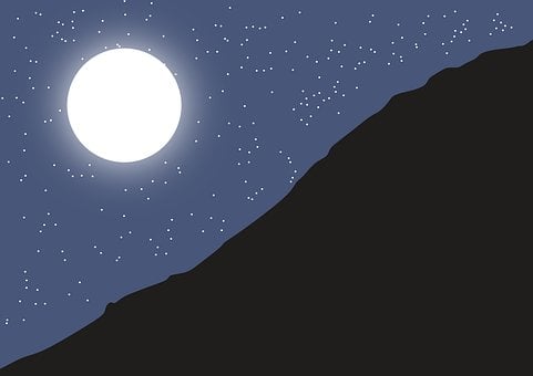 Munte, Stele, Luna, Lunar, Cer, Noapte