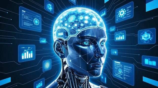 Free artificial intelligence neural network digital brain illustration