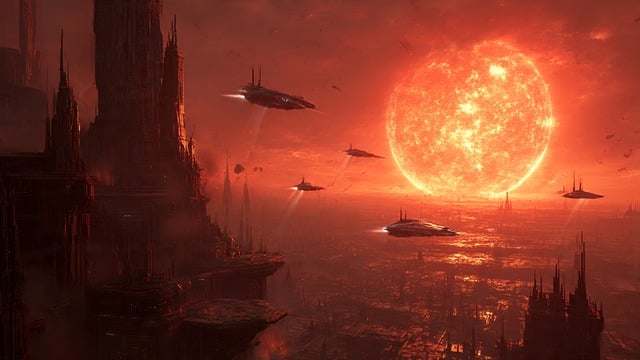 Free ai generated dying world red giant illustration