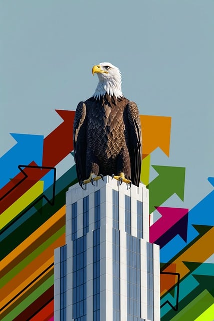 Free bald eagle skyscraper finance illustration