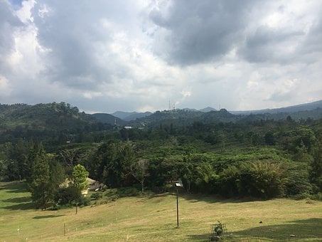 Landschaft, Berge, Bäume, Wiese, Wolken