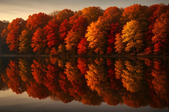 Free autumn fall reflection illustration