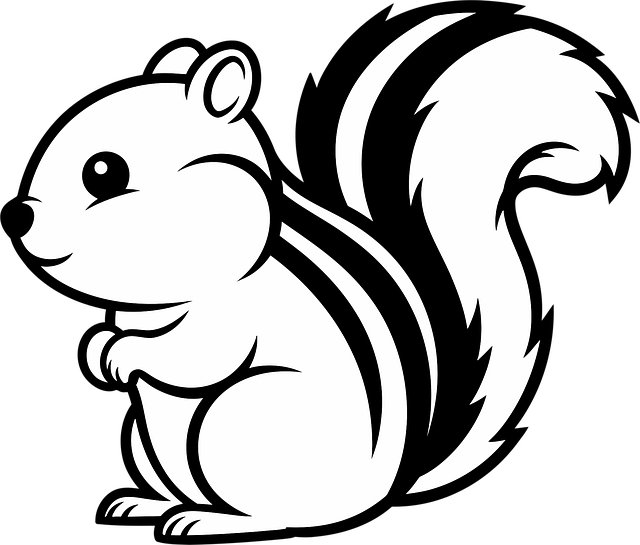 Free chipmunk cartoon outline vector