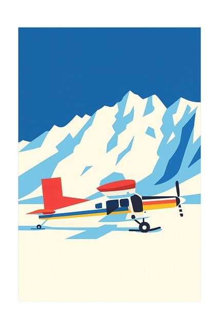 Free airplane aviation mountains illustration