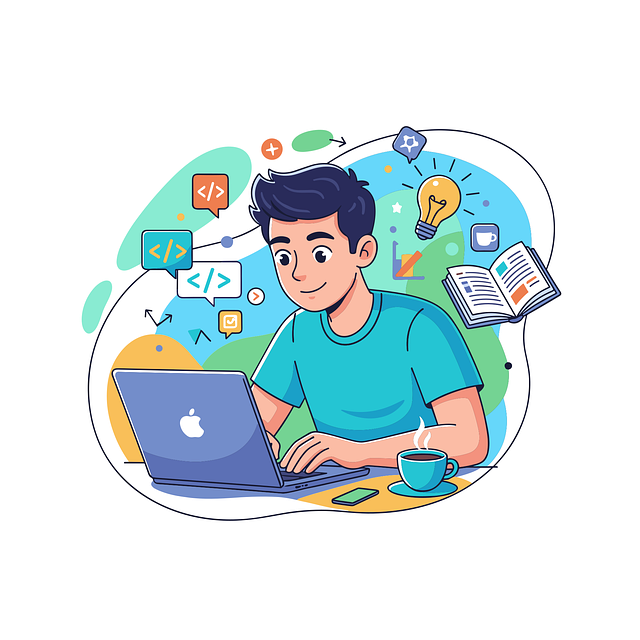 Free freelancer laptop remote work illustration