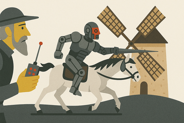 Free ai generated don quixote cyborg knight illustration