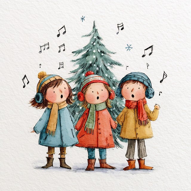 Free children singing christmas illustration