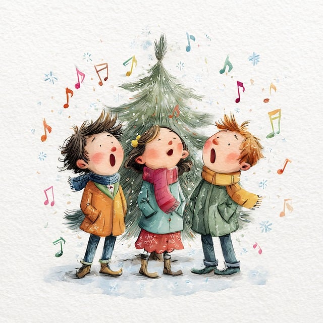 Free children singing christmas illustration