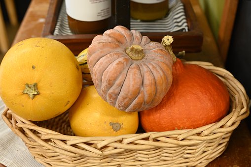 Dýně, Squash, Oranžový, Žlutá, Košík