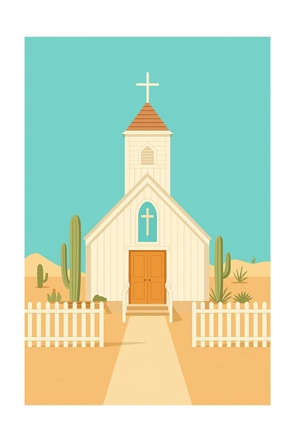 Free church desert architecture illustration