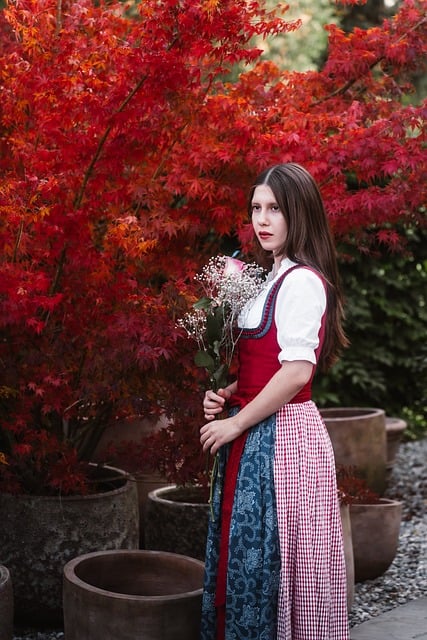tranquil scene, traditional attire, lock screen wallpaper, autumn leaves, flower bouquet, countryside, fall fashion, garden portrait, maple background, bavarian style, cozy mood, iphone wallpaper, cultural heritage, dirndl fashion, beautiful wallpaper, graz meetup, wallpaper, mobile wallpaper 4k, ipad wallpaper, mobile wallpaper, background images, background, 4k, samsung wallpaper, phone wallpaper, desktop wallpaper, desktop background