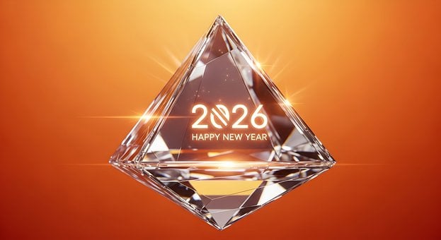 Free Happy New Year 2026 Crystal Pyramid illustration and picture
